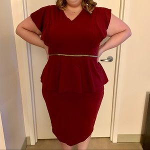 Maroon Peplum Dress